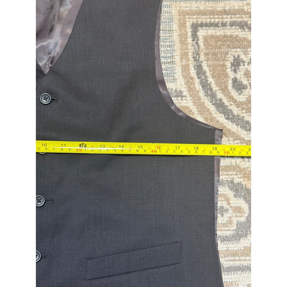 Pronto Uomo Platinum Mens Small Charcoal Gray 100% Wool Suit Vest Waistcoat - Picture 5 of 7